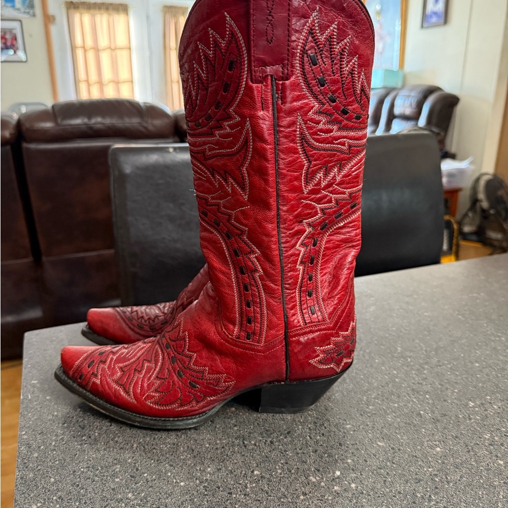 Dan Post Sidewinder Red Leather Western Cowboy Boots size 7M Womens. - Picture 3 of 9